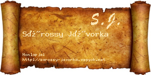 Sárossy Jávorka névjegykártya